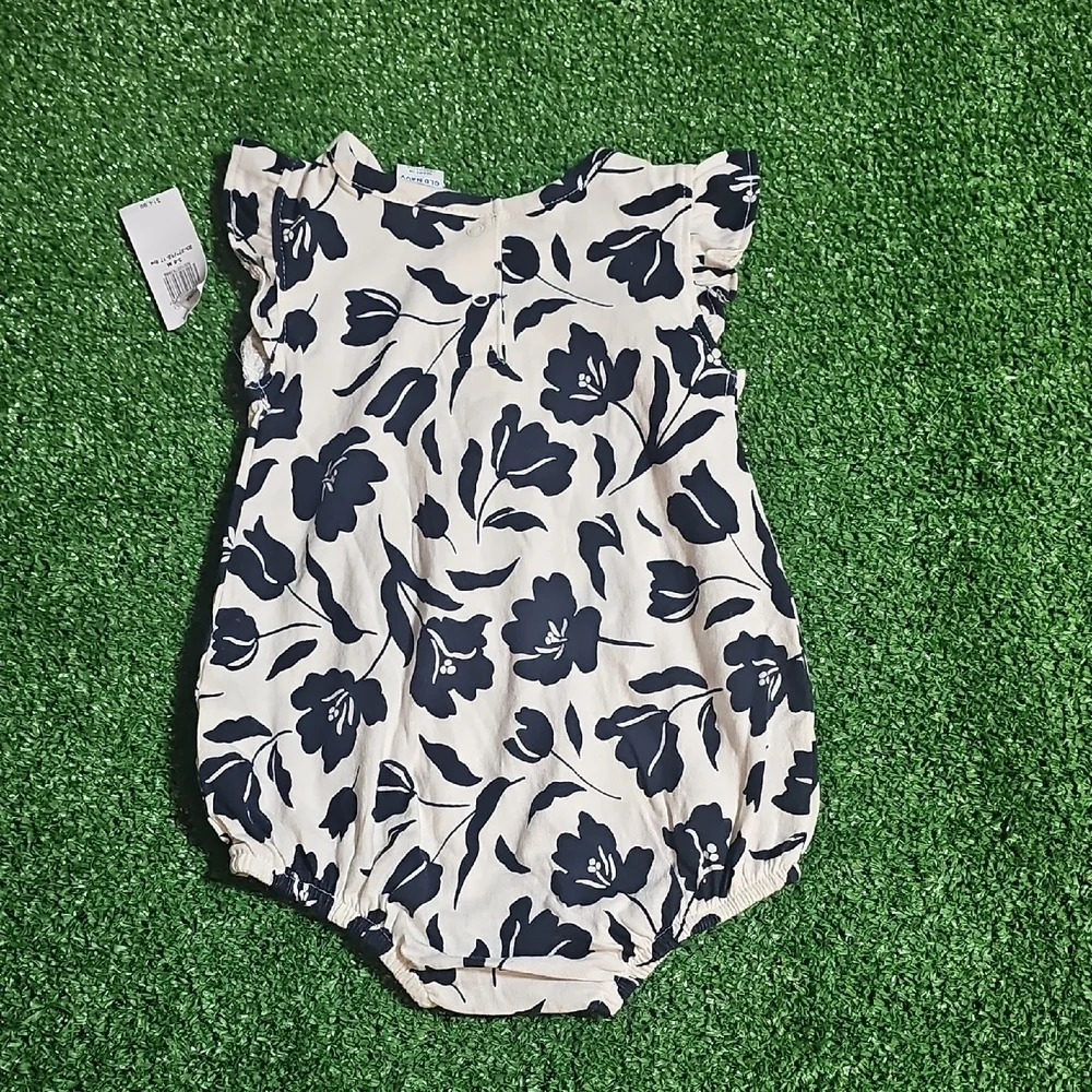 Old Navy Black and White Floral Baby Girl One Piece